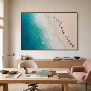 Textured Coastal Wall Art displayed in a refined office.