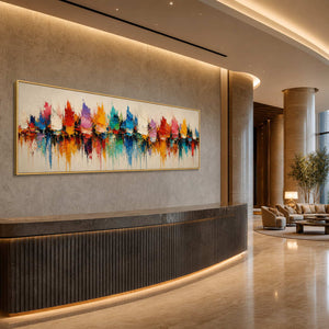 Textured Cityscape Wall Art displayed in a refined hospitality.