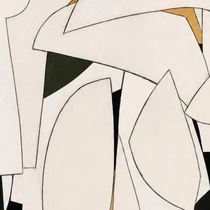 Detail of thin outlines, overlapping cream curves, and dark triangular gaps.