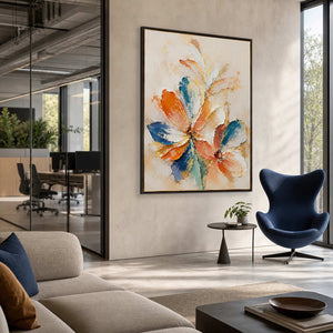 Textured Floral Wall Art displayed in a refined hospitality lounge.
