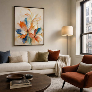 Textured Floral Wall Art displayed in a refined living room.