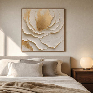 Textured Floral Wall Art displayed in a refined bedroom.