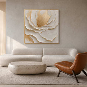 Textured Floral Wall Art displayed in a refined living room.