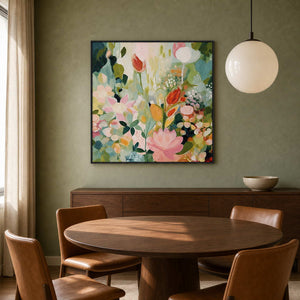 Floral Wall Art displayed in a refined dining room.