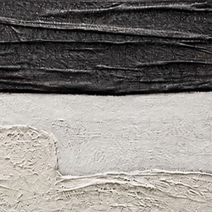 Close-up of ridged charcoal paint and the lightly textured off-white surface in A Pause in the Afternoon.