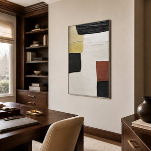 A Pause in the Afternoon in a silver frame on a study wall beside bookshelves and a wood desk.