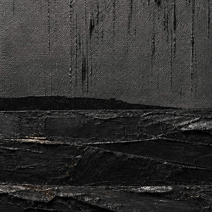Close-up of vertical rain marks and layered charcoal palette-knife texture.