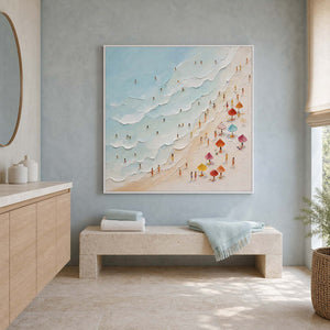 Coastal Beach Wall Art displayed in a refined spa reception.