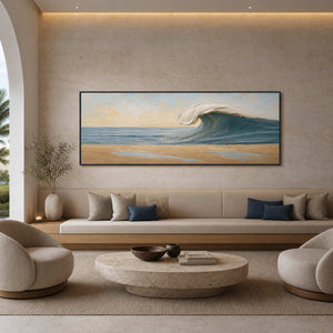 Textured Coastal Wall Art displayed in a refined hospitality lounge.