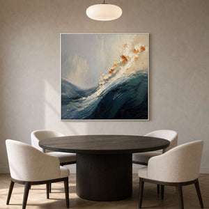 Textured Coastal Wall Art displayed in a refined dining room.