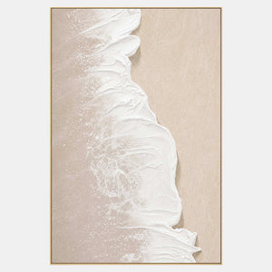 Hand-painted textured coastal wall art with white, beige & cream, and neutral tones.