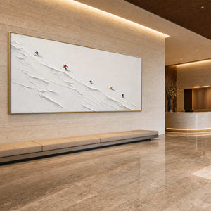 Textured Skiing Wall Art displayed in a refined hospitality.
