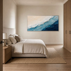 Textured Coastal Wall Art displayed in a refined bedroom.