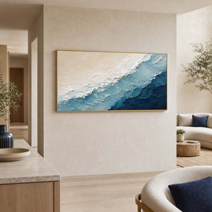 Textured Coastal Wall Art displayed in a refined living room.