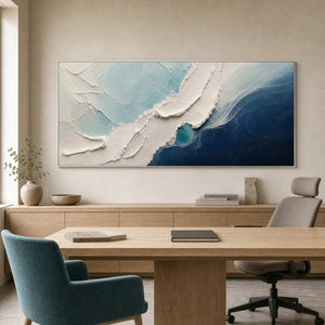 Textured Coastal Wall Art displayed in a refined office.