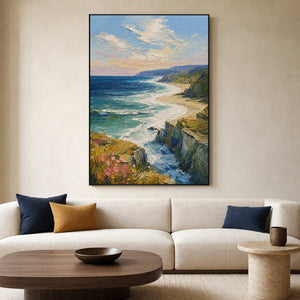 Coastal Landscape Wall Art displayed in a refined living room.