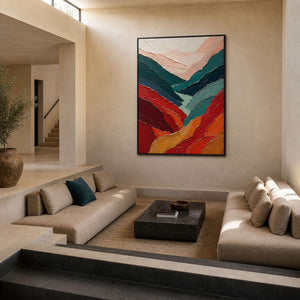 Textured Abstract Wall Art displayed in a refined living room.