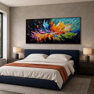 Textured Abstract Wall Art displayed in a refined bedroom.