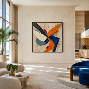 Textured Abstract Wall Art displayed in a refined neutral living room.