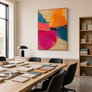 Textured Abstract Wall Art displayed in a refined office.