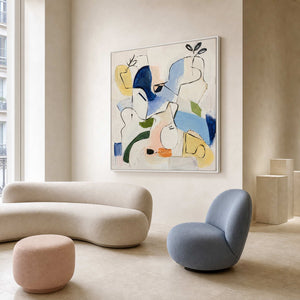 Modern Abstract Wall Art displayed in a boutique hospitality lounge.