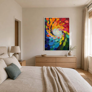 Textured Abstract Wall Art displayed in a refined bedroom.