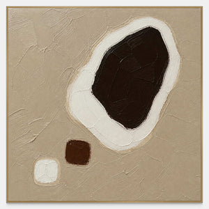 Dark Stone Held in White square textured wabi sabi wall art