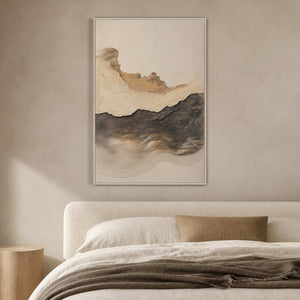 Wabi-Sabi Landscape Wall Art displayed in a refined bedroom.