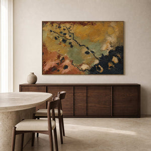 Textured Abstract Wall Art displayed in a refined dining room.