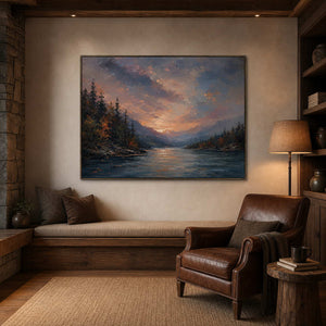 Textured Landscape Wall Art displayed in a refined hospitality lounge 2.