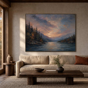 Textured Landscape Wall Art displayed in a refined living room.
