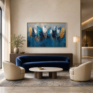Textured Feather Wall Art displayed in a refined hospitality lounge.