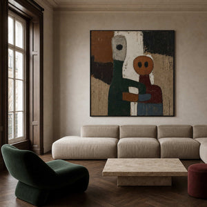 Modern Figurative Wall Art styled above a contemporary living room sofa.