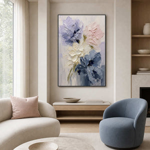 Textured Floral Wall Art displayed in a refined living room.