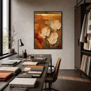 Textured Floral Wall Art displayed in a refined office.