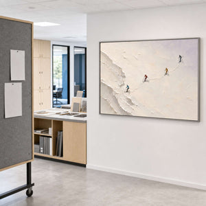Textured Skiing Wall Art displayed in a refined office.