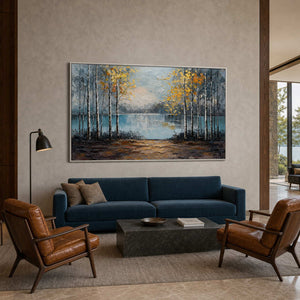 Forest Landscape Wall Art displayed in a refined hospitality lounge 2.