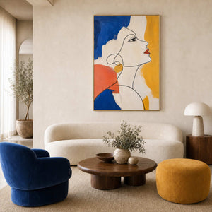 Pop Art Portrait Wall Art displayed in a refined living room.