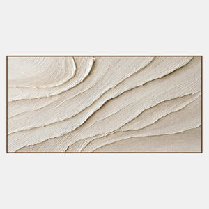 Panoramic ivory abstract wall art with layered flowing relief.