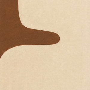 Close view of the inward brown curve and subtle cream canvas surface.