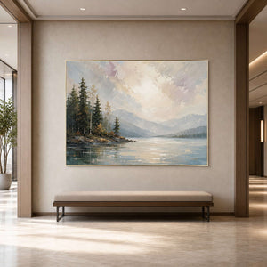 Textured Mountain Wall Art displayed in a refined entryway.