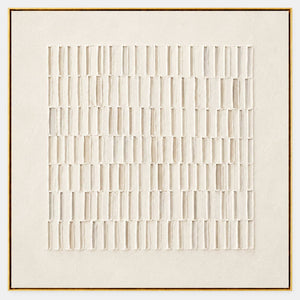 Square ivory relief artwork formed by rows of raised vertical marks.