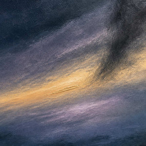 Close-up of layered navy, lavender, charcoal, and muted gold texture.