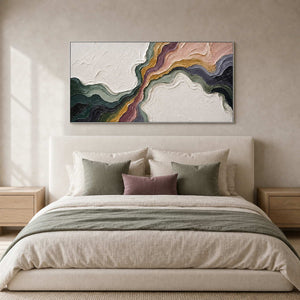 Textured Abstract Wall Art displayed in a refined bedroom.