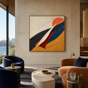 Modern Abstract Wall Art displayed in a boutique hospitality lounge.