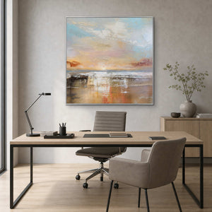 Abstract Landscape Wall Art displayed in a refined office.