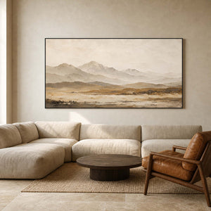Neutral Landscape Wall Art displayed in a refined living room.