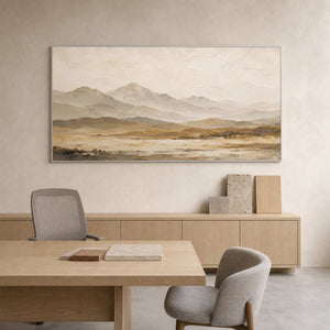 Neutral Landscape Wall Art displayed in a refined office.
