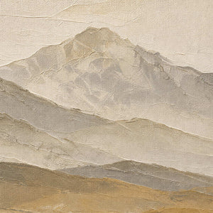 Close-up of raised hand-painted texture in neutral, earth tones, and white.