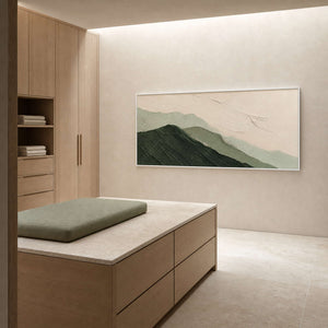 Textured Mountain Wall Art displayed in a refined bathroom.